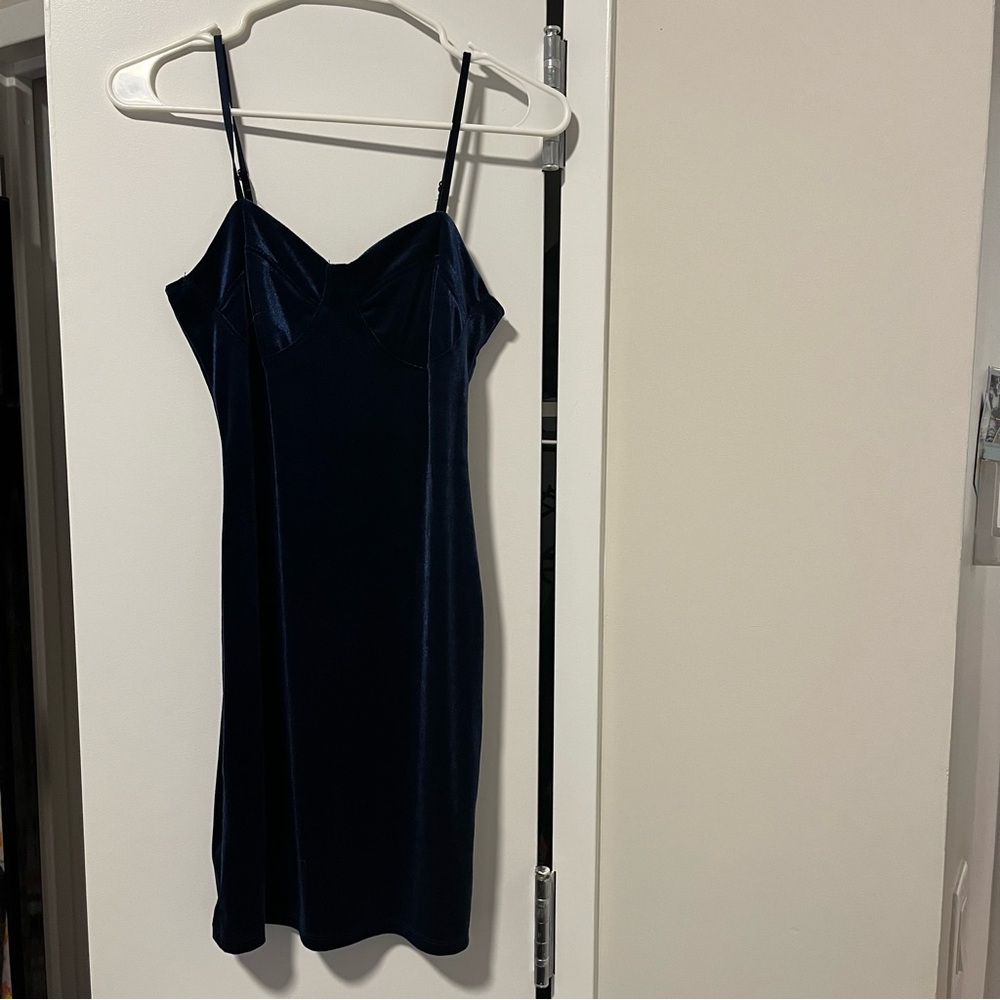 Deep Blue Velvet Dress